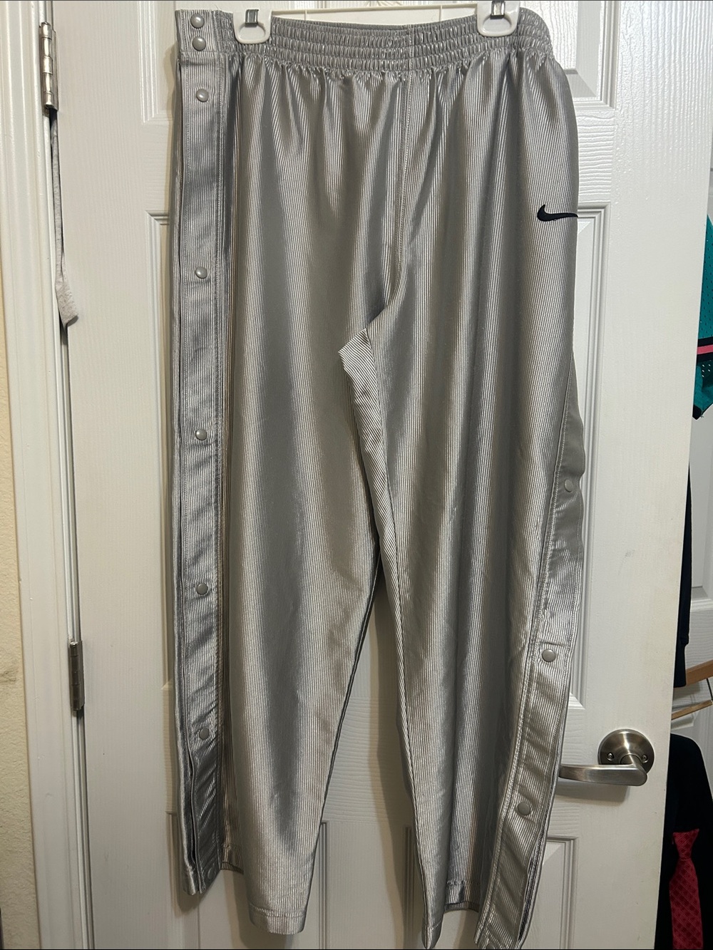Y2K Nike Silver Snap-Button Joggers XXL
